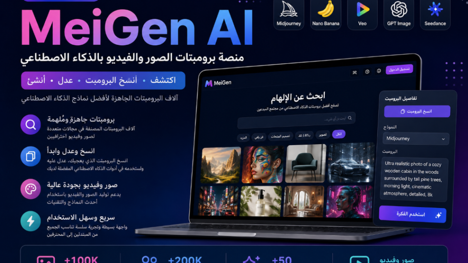 MeiGen AI: شرح موقع برومبتات الصور والفيديو بالذكاء الاصطناعي 2026