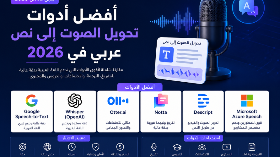 أفضل أدوات تحويل الصوت إلى نص عربي في 2026